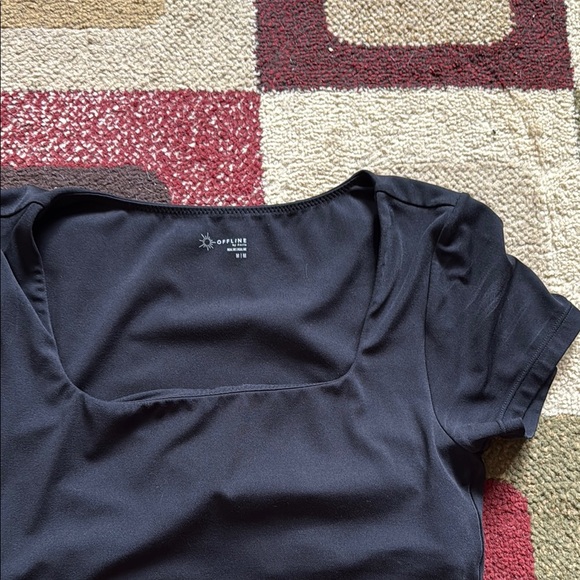 Aerie Black Crop Top - double lined - Picture 3 of 4